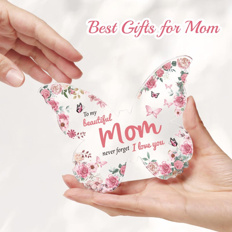 Eletorot Birthday Gifts for Mom: Butterfly-Shaped Acrylic Keepsake Mom Gifts from Daughter Son  Unique Mom Birthday Gifts  5x3.8 inch Mothers Day Thanksgiving Christmas Gifts for Mom - Image 4